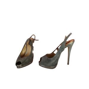 Lerre Women's Pumps/Shoes Italian size 37.5 7 peeptoe stilleto gray